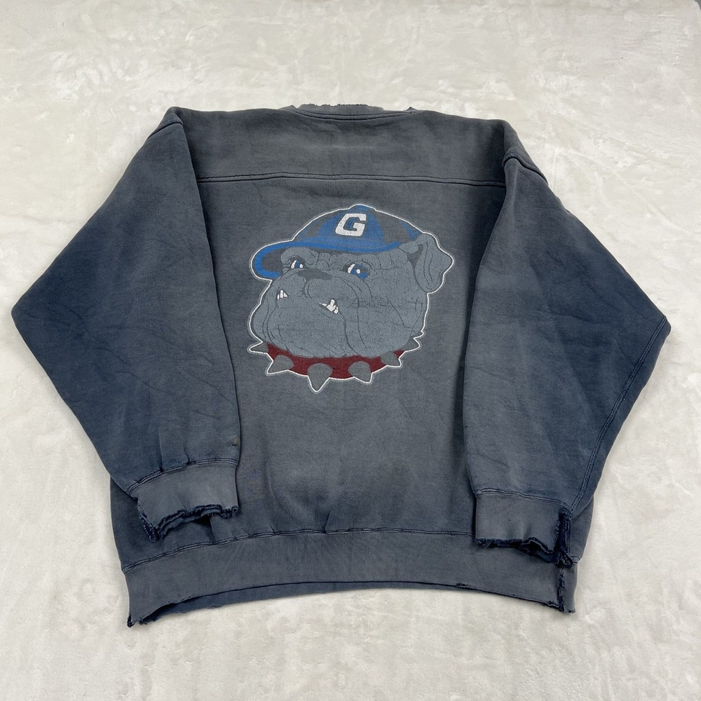 Galt Crew Georgetown Sweatshirt Mens Large Blue Distressed Bulldog Graphic